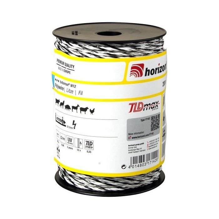 Žica za električnog pastira Turbomax W12 200m crno-bela
