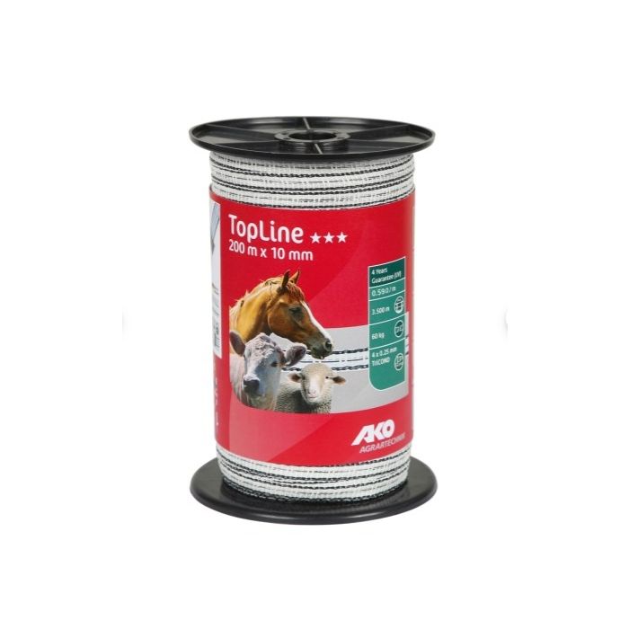 Traka za elektricnog pastira crno-bela 20mmx200m TopLine