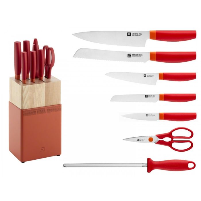 Set noževa Zwilling NOW S crvena boja + drveno postolje 8/1